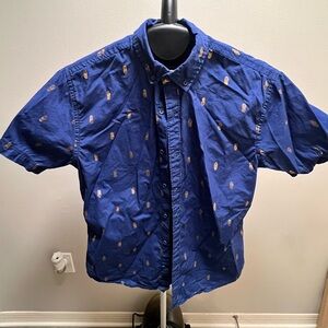 Men's Blue Short Sleeve “Pineapple” Dress Shirt